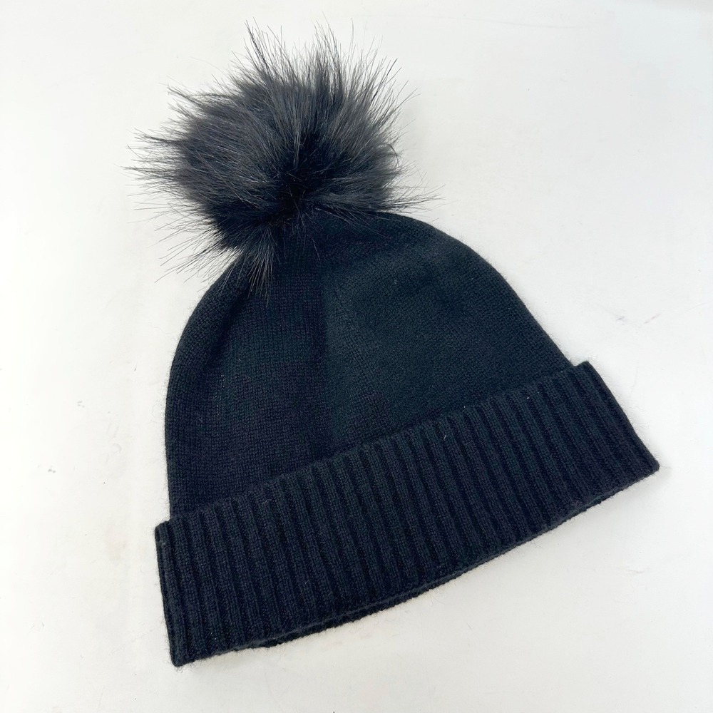 Nordstrom‎ Rack Cashmere Pompom Beanie Black OS